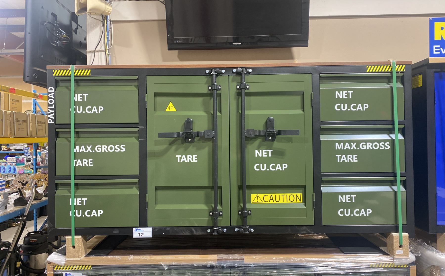 TRANSPORT CONTAINER STYLE GREEN 6 DRAWER 2 DOOR 77