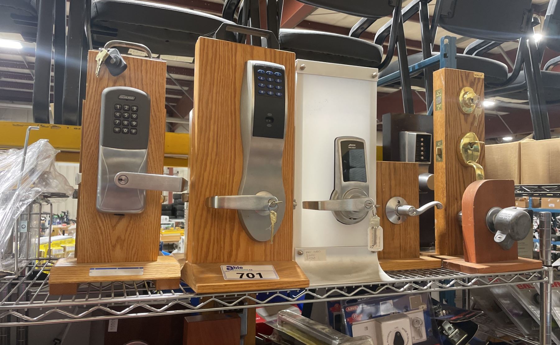 SHELF OF ASSORTED DISPLAY PASSAGE LOCKS / DOOR LOCKS ON STAND ALONE ...