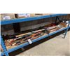 Image 1 : SHELF OF ASSORTED LARGE TOOLS, YARD TOOLS, & SPRAY PAINT