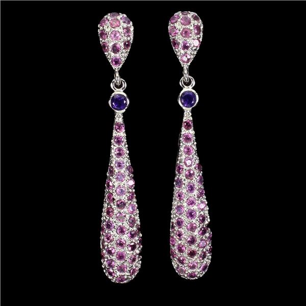 Natural Amethyst & Rhodolite Garnet Earrings