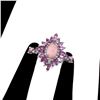 Image 3 : Natural Ethiopian Pink Opal Rhodolite White Topaz Ring