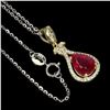 Image 1 : Natural Pigeon Blood Red Ruby 9x7 MM Necklace