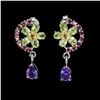 Image 1 : Natural Amethyst  Peridot Sapphire Earrings