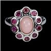 Image 1 : Natural Pink Opal & Rhodolite Garnet Ring