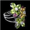 Image 1 : Natural Peridot  Citrine Rhodolite Tanzanite Ring