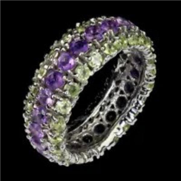 Natural Amethyst & Peridot Eternity Ring