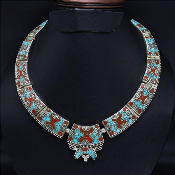 Tibet Natural Stone Tribal Queen Royal Necklace