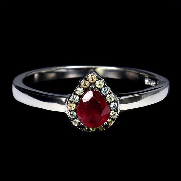 Natural Pigeon Blood Ruby & Sapphire Ring