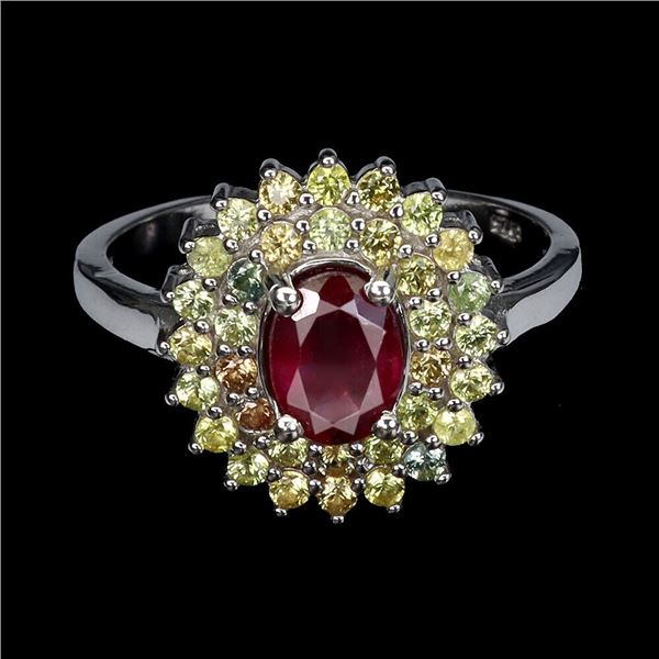 Natural Pigeon Blood Ruby & Sapphire Ring