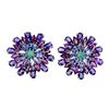 Image 1 : Natural Rhodolite Amethyst Emerald Tanzanite Earrings