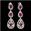 Image 1 : Natural Pigeon Blood Red Ruby Earrings