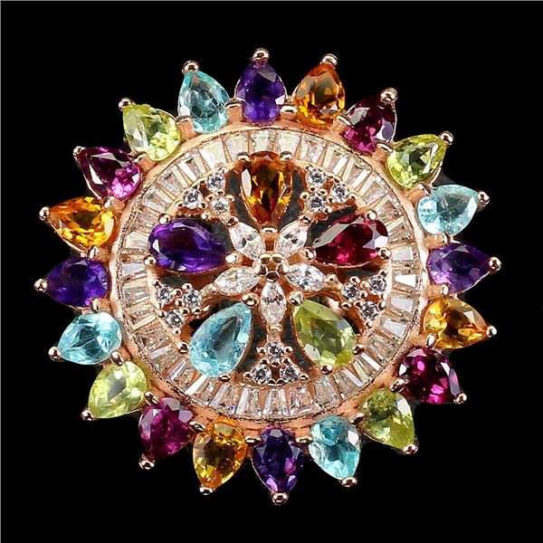 Natural Amethyst Citrine Topaz Ring