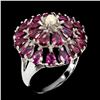 Image 2 : Natural Rhodolite Garnet & White  Opal Ring