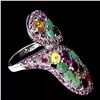 Image 3 : Natural Emerald & Rhodolite Garnet Ring
