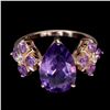 Image 1 : Natural Purple Amethyst White Topaz Ring