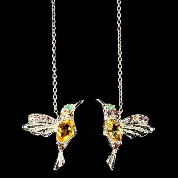 Natural Citrine Emerald Sapphire  Earrings