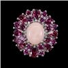 Image 1 : Natural Pink Opal  & Rhodolite Garnet Ring