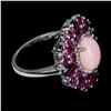 Image 2 : Natural Pink Opal  & Rhodolite Garnet Ring