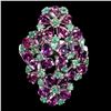 Image 1 : Natural Rhodolite Garnet &  Emerald Ring