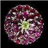 Image 1 : Natural Rhodolite Garnet & Peridot Ring