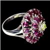 Image 2 : Natural Rhodolite Garnet & Peridot Ring