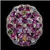 Image 1 : Natural Rhodolite Garnet Tanzanite Tourmaline Ring