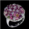 Image 2 : Natural Rhodolite Garnet Tanzanite Tourmaline Ring