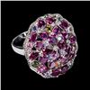 Image 3 : Natural Rhodolite Garnet Tanzanite Tourmaline Ring