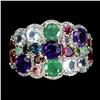 Image 1 : Natural Amethyst Citrine Emerald Gemstone Ring