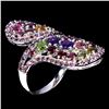 Image 2 : Natural Amethyst Sapphire Tourmaline Ring