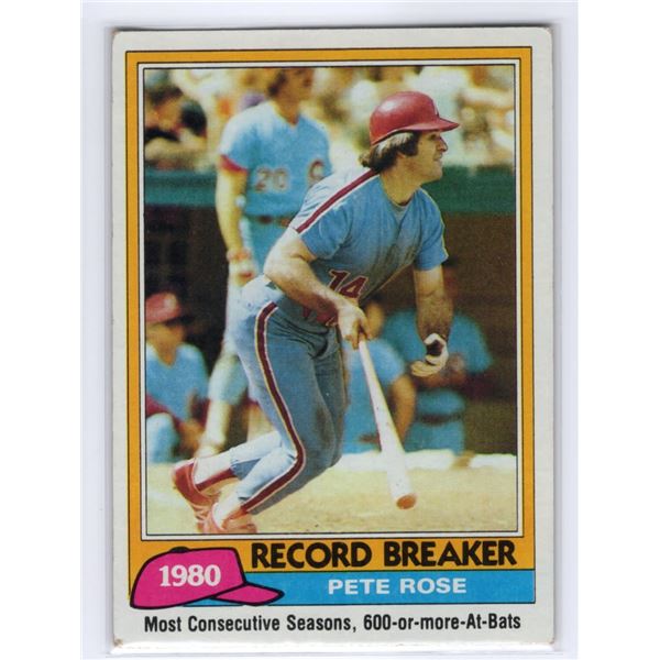 Pete Rose 1981 Topps Rose Sets New Standard Card number 205
