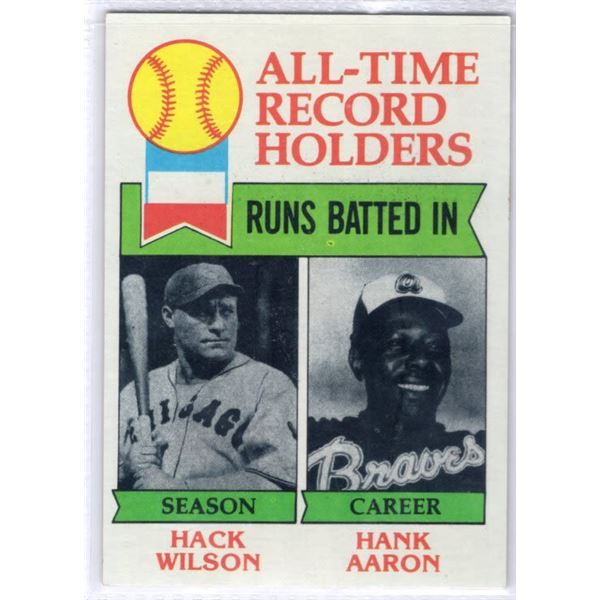 Hank Aaron & Hack Wilson 1979 Topps All Time RBI Records Card number 412