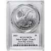 Image 2 : 2021 Type 2 $1 American Silver Eagle Coin PCGS MS70 Cleveland Signature FDOI