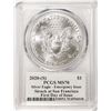 Image 2 : 2020-(S) $1 American Silver Eagle Coin PCGS MS70 FDOI S.F. Mint Jim Peed Signature