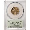 Image 2 : 2021 Type 1 $10 American Gold Eagle Coin PCGS MS70 FDOI Cleveland Signature