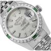 Image 1 : Rolex Ladies Stainless Steel Silver Dial Emerald and Diamond Datejust Wristwatch