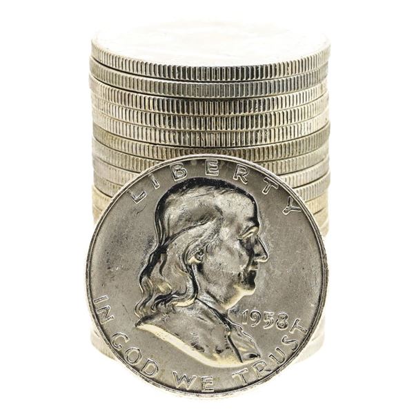 Roll of (20) Brilliant Uncirculated 1958-D Franklin Half Dollar Coins