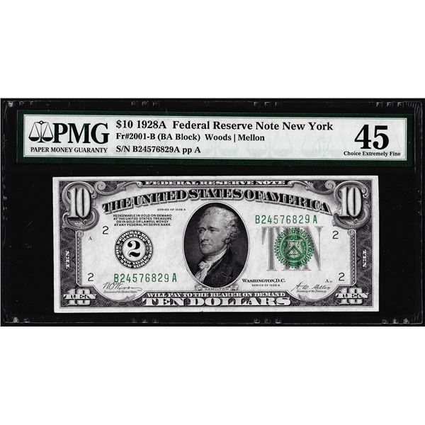 1928A $10 Federal Reserve Note New York PMG Choice Extremely Fine 45