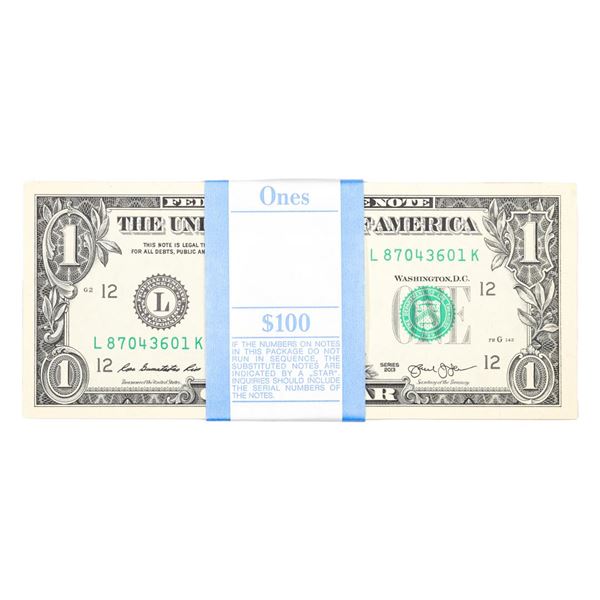 Pack of (100) Consecutive 2013 $1 Federal Reserve Notes San Francisco