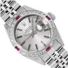 Image 1 : Rolex Ladies Stainless Steel Silver Index Ruby and Diamond Date Wristwatch