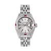 Image 2 : Rolex Ladies Stainless Steel Silver Index Ruby and Diamond Date Wristwatch