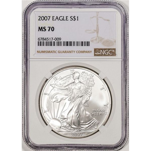 2007 $1 American Silver Eagle Coin NGC MS70