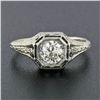 Image 2 : Antique Deco Belais 18k Gold European Diamond Engraved Filigree Engagement Ring