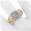 Image 3 : Vintage Men's 14k TT Gold .52 ctw Round Pave Diamond Cluster Ring w/ Ribbed Shan