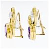 Image 6 : Vintage Modernist 18k Gold Amethyst Diamond Triple Oval Large Statement Earrings