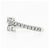 Image 6 : New 14k White Gold Emerald Cut & Round Diamond Moi et Toi Bypass Stack Band Ring