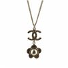 Image 2 : Chanel Gold-tone Metal CC Flower Faux Pearl Drop Pendant Necklace