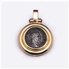 Image 1 : 18K Yellow Gold Pendant with Rubies and Imperial Roman Coin