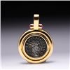 Image 2 : 18K Yellow Gold Pendant with Rubies and Imperial Roman Coin