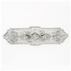 Image 1 : Antique Art Deco 14k White Gold 0.35 ctw Diamond Open Filigree Wide Bar Pin Broo